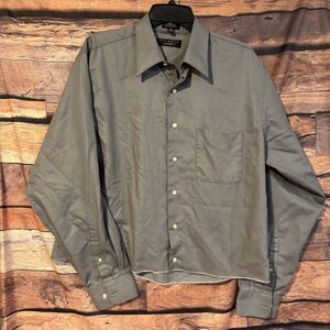 Essante 16 1/2 - 34/35 Gray Sateen Dress Shirt Long Sleeve Button Up Textured